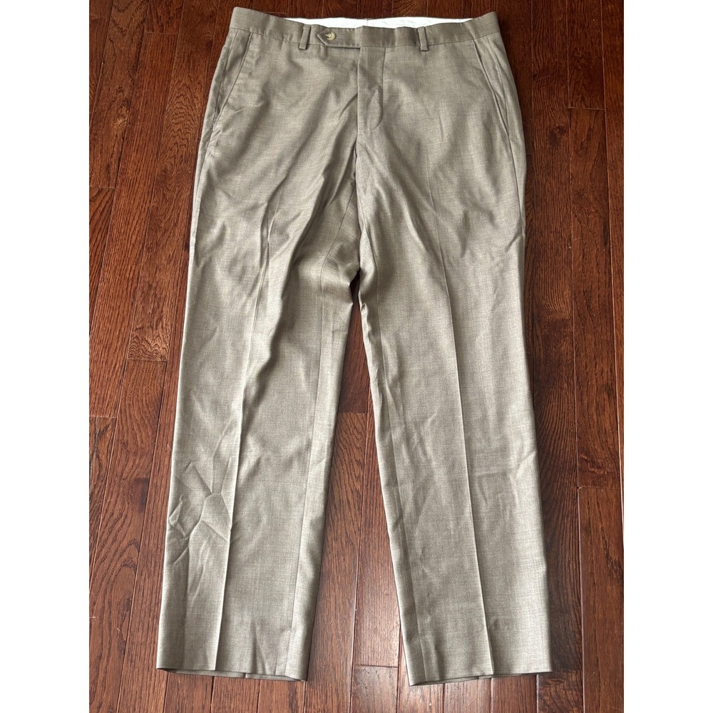Samuelsohn 1923 Mens Super 130s Wool Dress Pants 33x30 Brown Flat Front Canada
